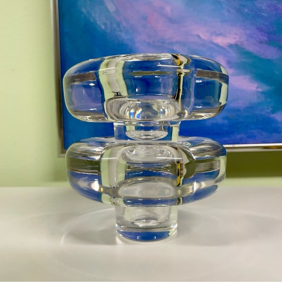 SOLD 2 Dansk Jens Quistgaard Mushroom Votive Candle Holders Lead Crystal Glass - Picture 2 of 13